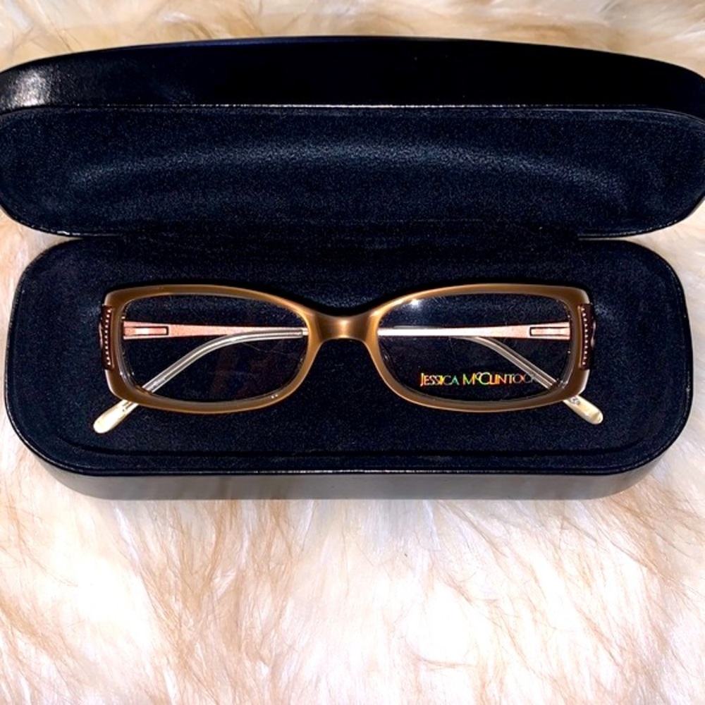NWOT Jessica McClintock Glasses + Coach Case